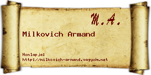 Milkovich Armand névjegykártya